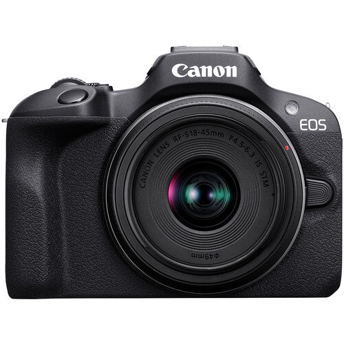 Canon EOS R100 Mirrorless Camera with RF-S 18-45mm F4.5-6.3 IS STM Lens, Black Canon EOS R100 Mirrorless Camera with RF-S 18-45mm F4.5-6.3 IS STM Lens, Black